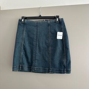 Free People Medium Wash Modern Femme Mini Skirt